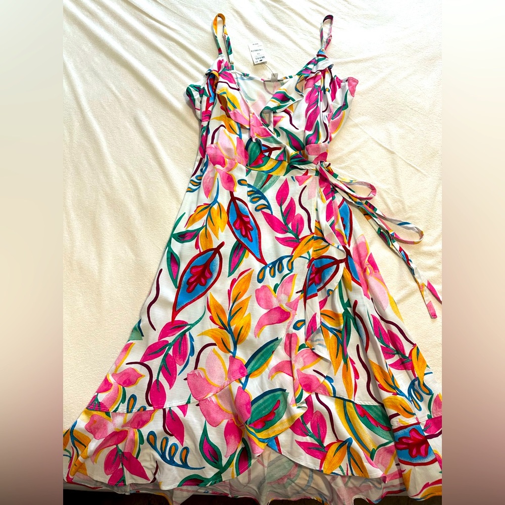 Bar III Floral Adjustable Wrap Sundress